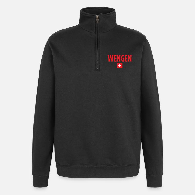 Wengen, Schweiz - Quarter-Zip-Sweatshirt - Schwarz