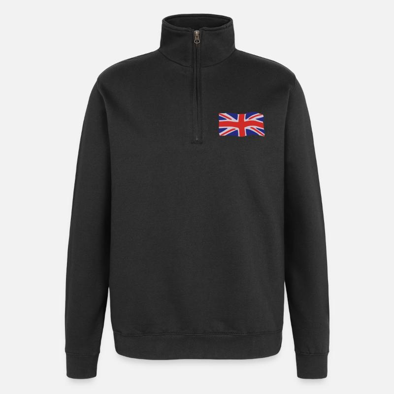 Flagge Großbritannien - Quarter-Zip-Sweatshirt - Schwarz