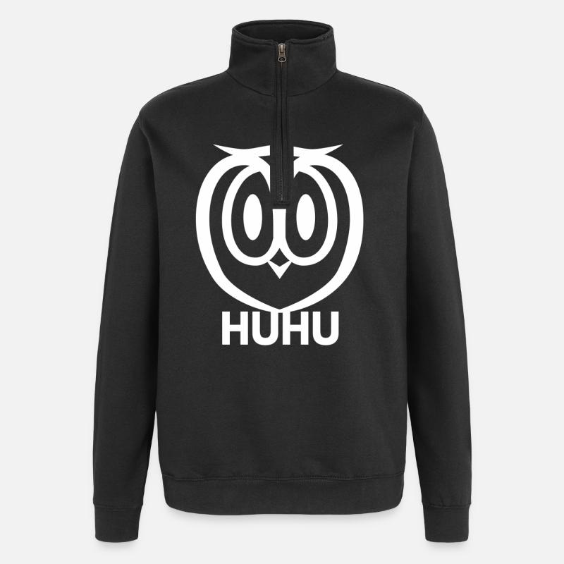 HuHu Eule - Quarter-Zip-Sweatshirt - Schwarz