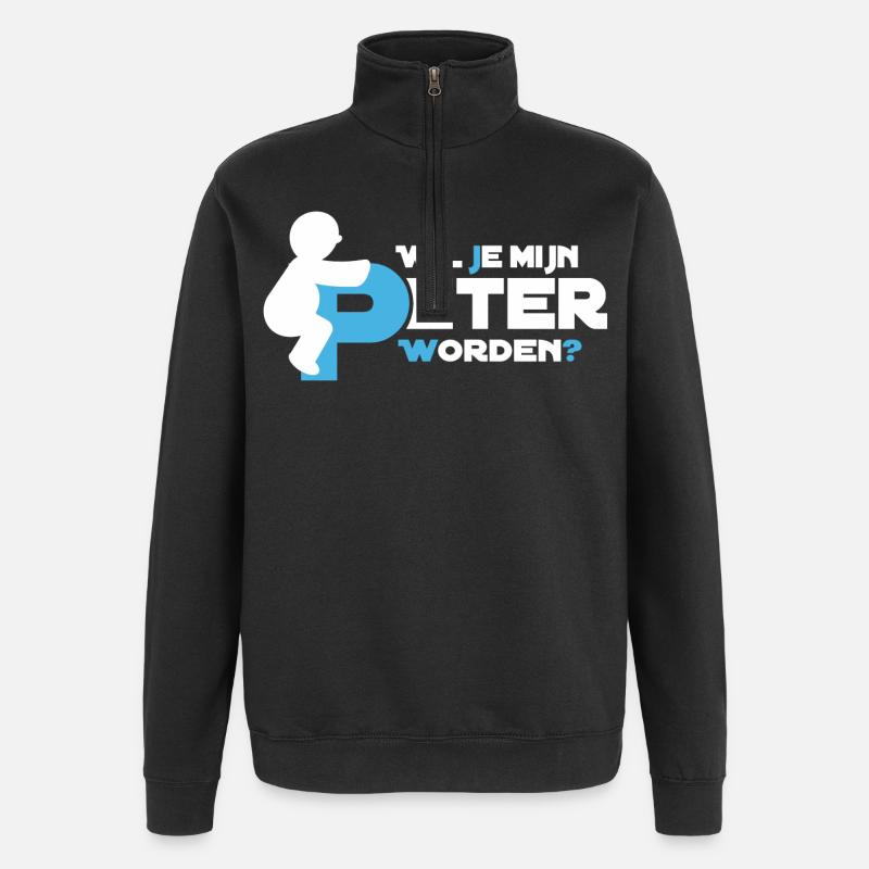 Figure ludique Typographie - Sweat à zip 1/4 - noir