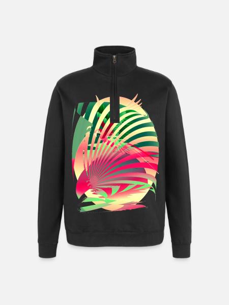 Sun Parrot Summer - Quarter-Zip Sweatshirt - black