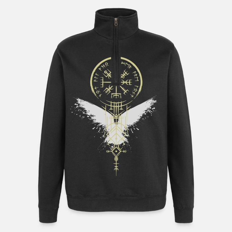 Wikinger - Vegvísir - Rabe - Kompass - Runen - Quarter-Zip-Sweatshirt - Schwarz