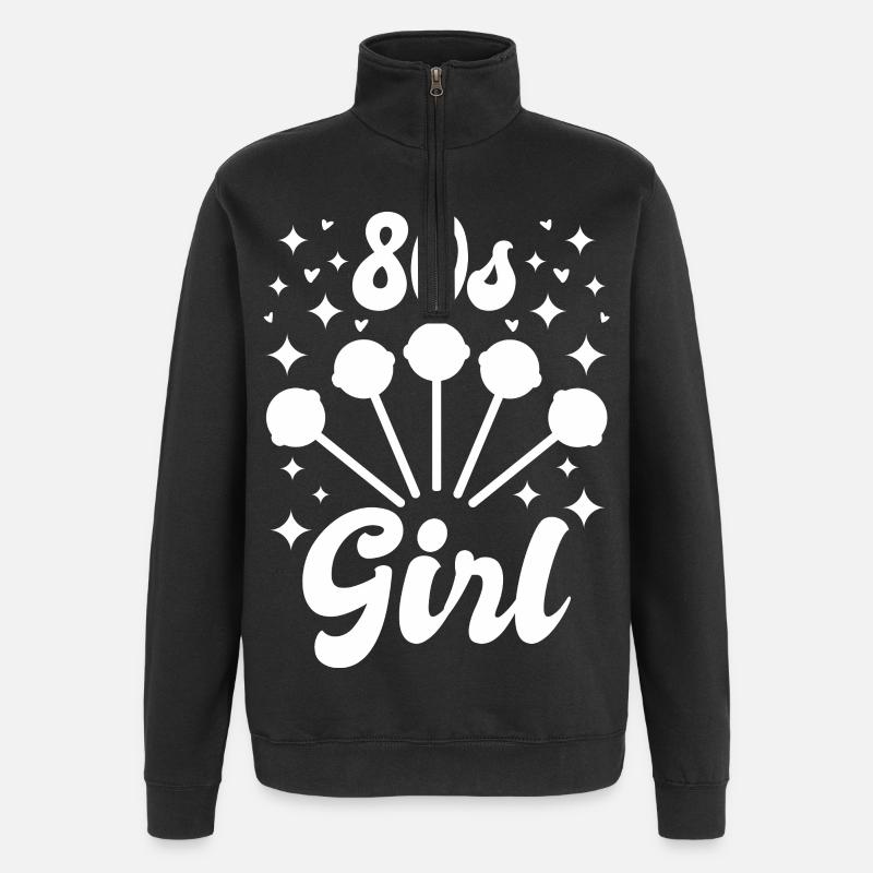 80er Jahre Mädchen - Quarter-Zip-Sweatshirt - Schwarz