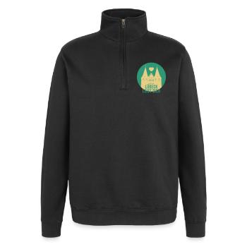 Lübeck liebt dich - Quarter-Zip-Sweatshirt - Schwarz - Vorne - AI Model Female 172 light (172cm) & AI Model Male 178 dark (178cm)