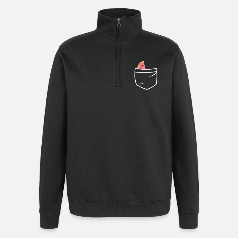 Poches de pastèque - Sweat à zip 1/4 - noir