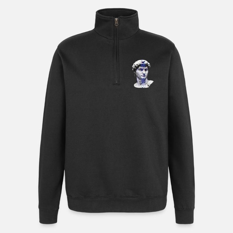 Klassische neon-kybernetische Büste - Quarter-Zip-Sweatshirt - Schwarz