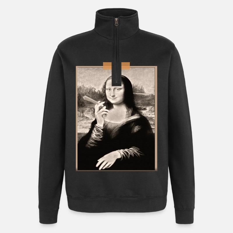 T shirt Mona Lisa Cigarette Modernisée - Sweat à zip 1/4 - noir