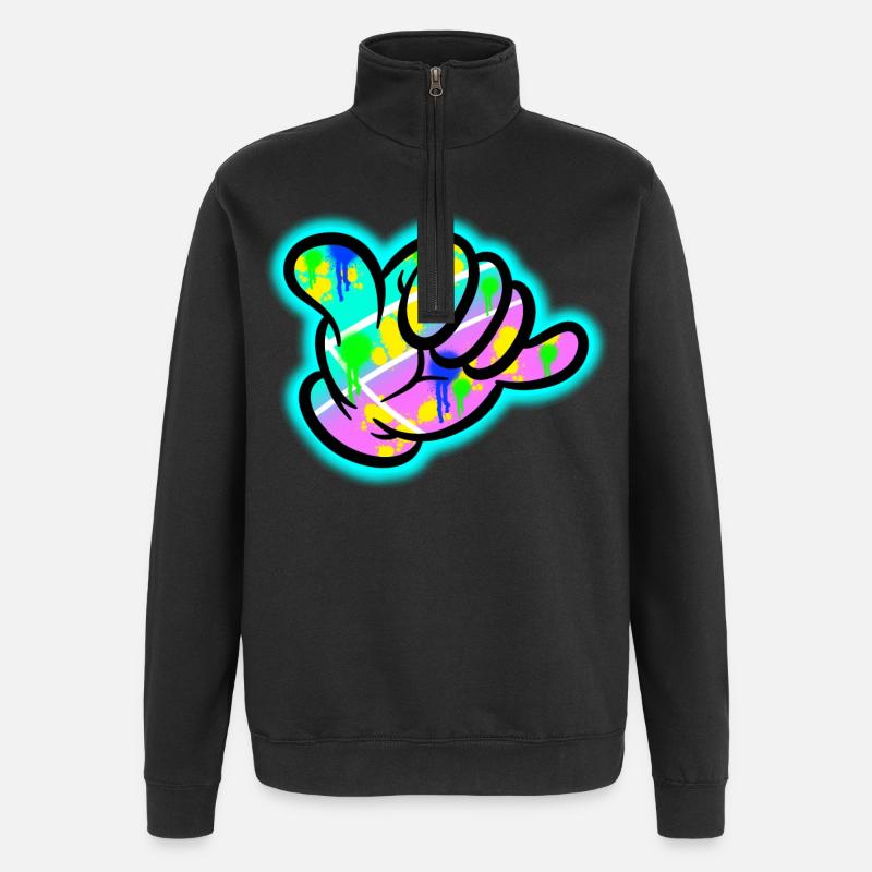 Explosion des couleurs du graffiti Shaka - Sweat à zip 1/4 - noir
