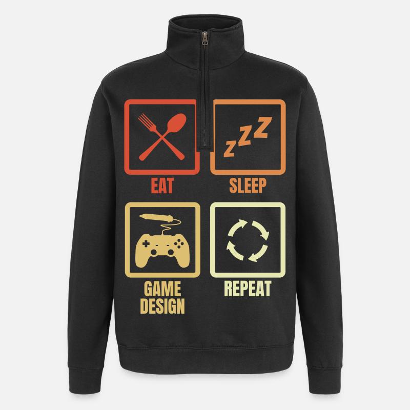 Horaire du concepteur de jeux - Sweat à zip 1/4 - noir