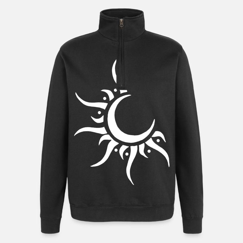 White Sun and Moon - Quarter-Zip Sweatshirt - black