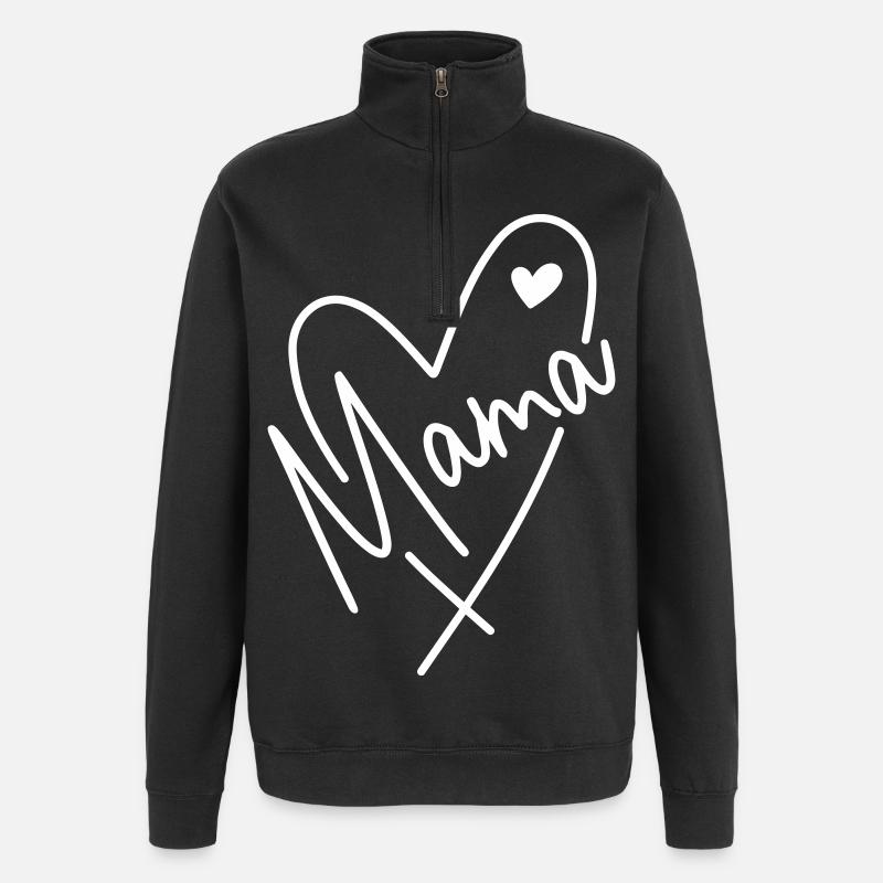 Mama Herz - Quarter-Zip-Sweatshirt - Schwarz