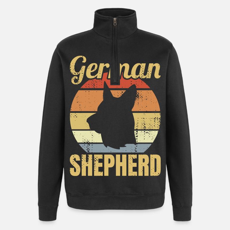 Retro German Shepherd - Quarter-Zip Sweatshirt - black