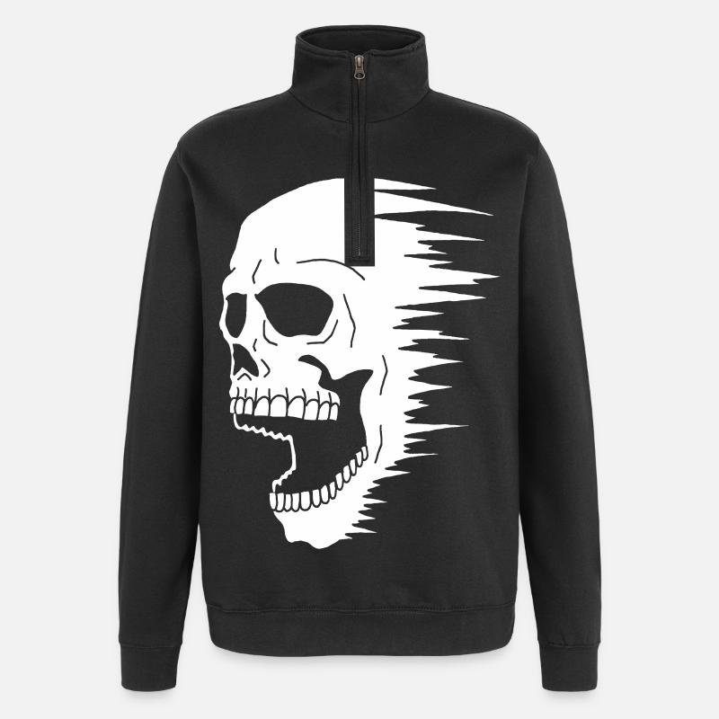 Skull and speed - Quarter-Zip Sweatshirt - black