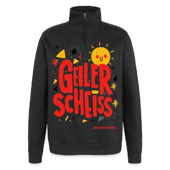 Funny sun face with strong expression - Quarter-Zip Sweatshirt - black - Front - AI Model Female 172 light (172cm) & AI Model Male 178 dark (178cm)