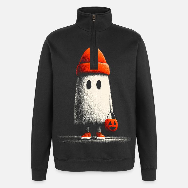 Beanie_Ghost - Sweat à zip 1/4 - noir