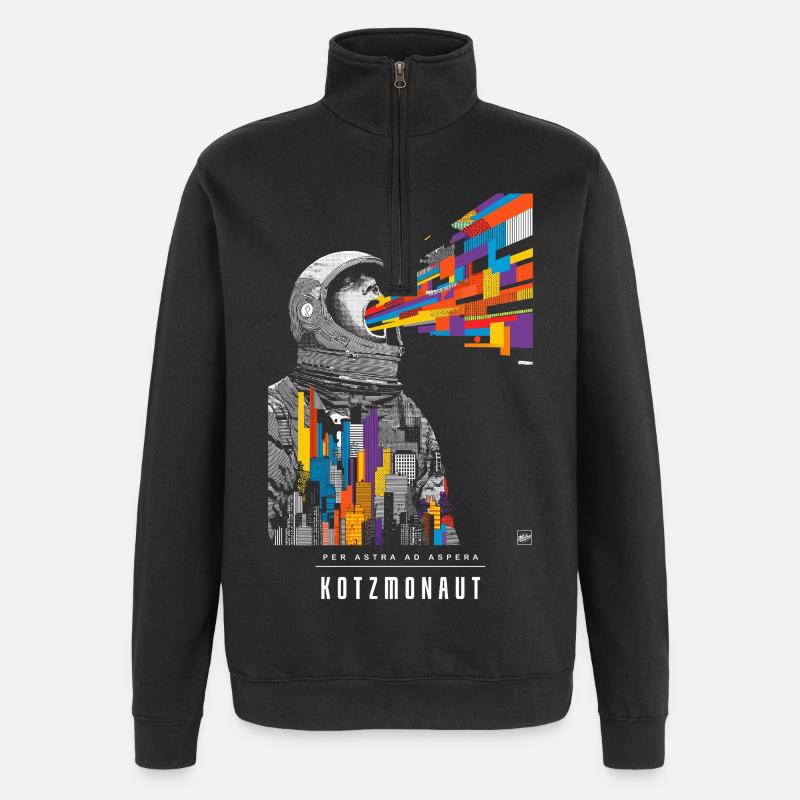Kotzmonaut - Sweat à zip 1/4 - noir