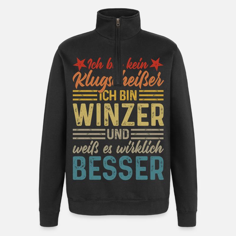 Winzer - Kein Klugscheißer  - Quarter-Zip-Sweatshirt - Schwarz