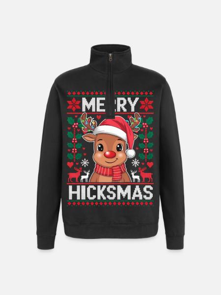 Reindeer Rudolph Christmas - Quarter-Zip Sweatshirt - black