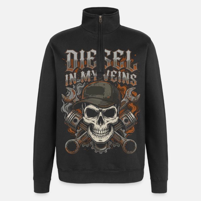 Mécanicien diesel, chauffeur de camion, routier. - Sweat à zip 1/4 - noir