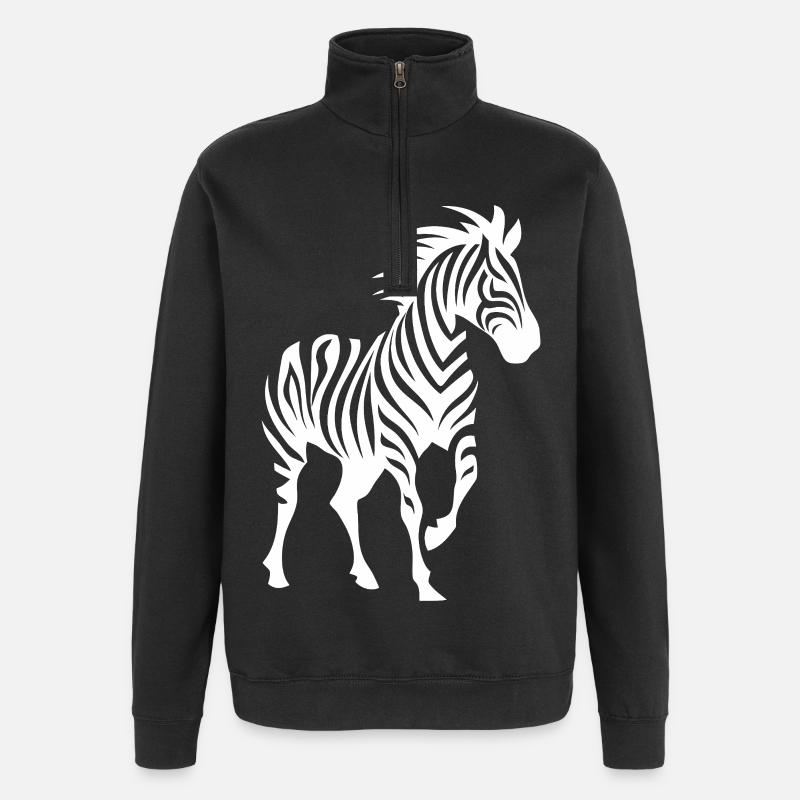 Zebra Silhouette Schwarzweiß - Quarter-Zip-Sweatshirt - Schwarz