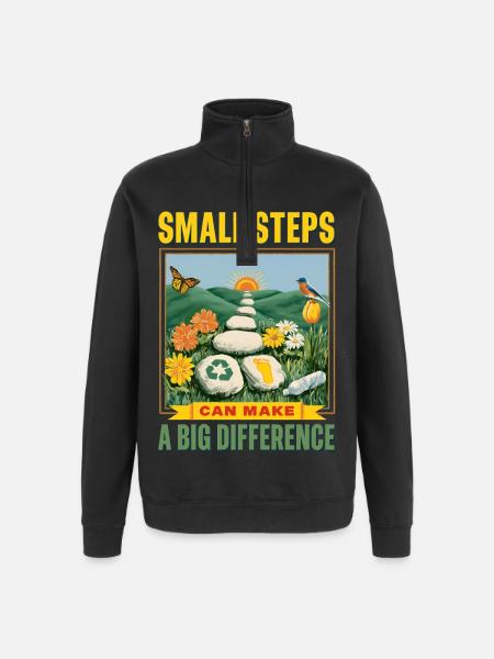 Small steps, big impact - Quarter-Zip Sweatshirt - black