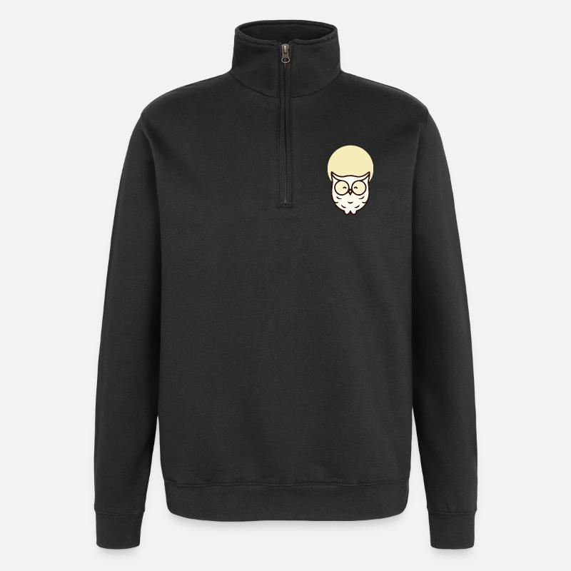 Minimalistische Eule – Schlicht & Elegant - Quarter-Zip-Sweatshirt - Schwarz
