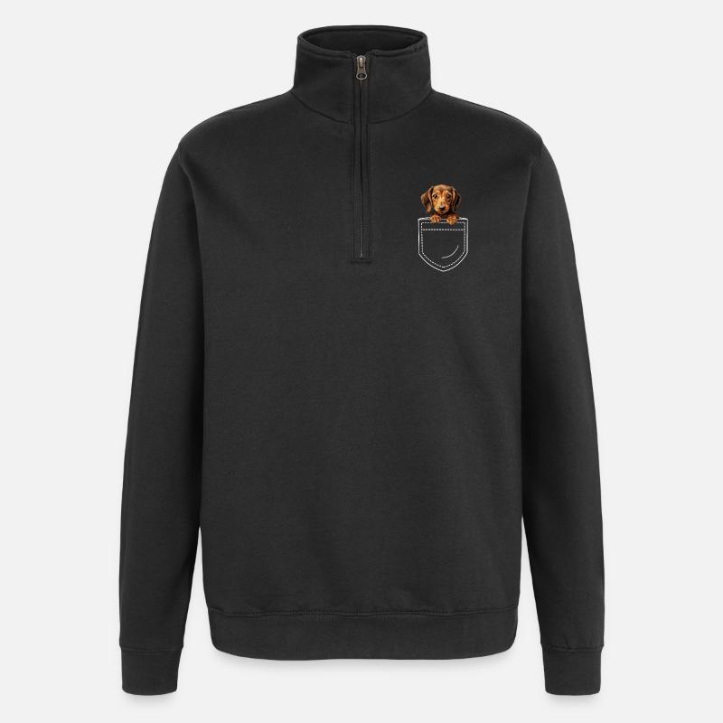Chien Teckel Teckel - Sweat à zip 1/4 - noir
