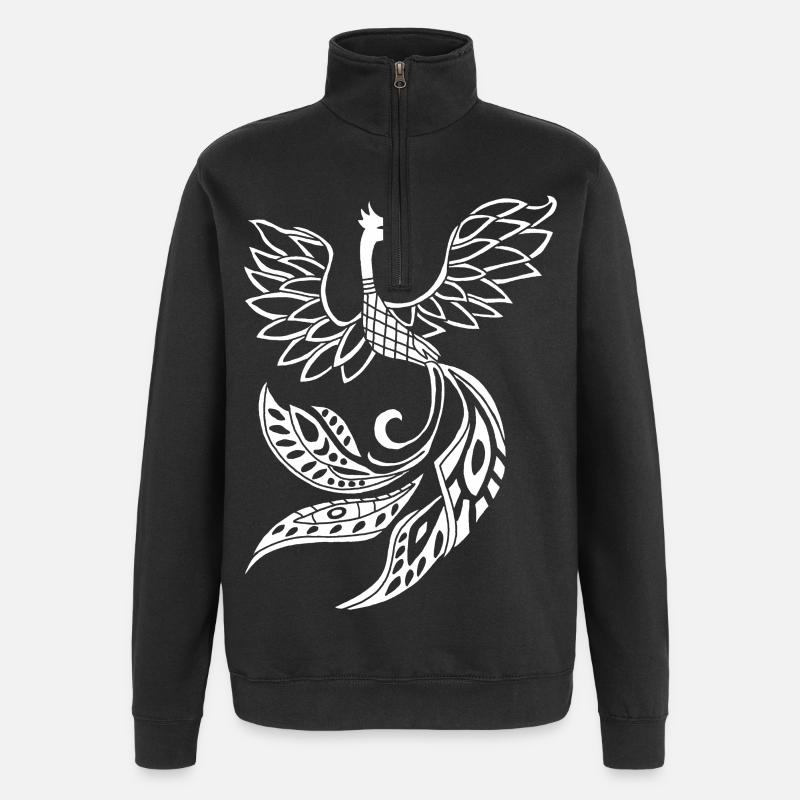 Oiseau phénix blanc - Sweat à zip 1/4 - noir