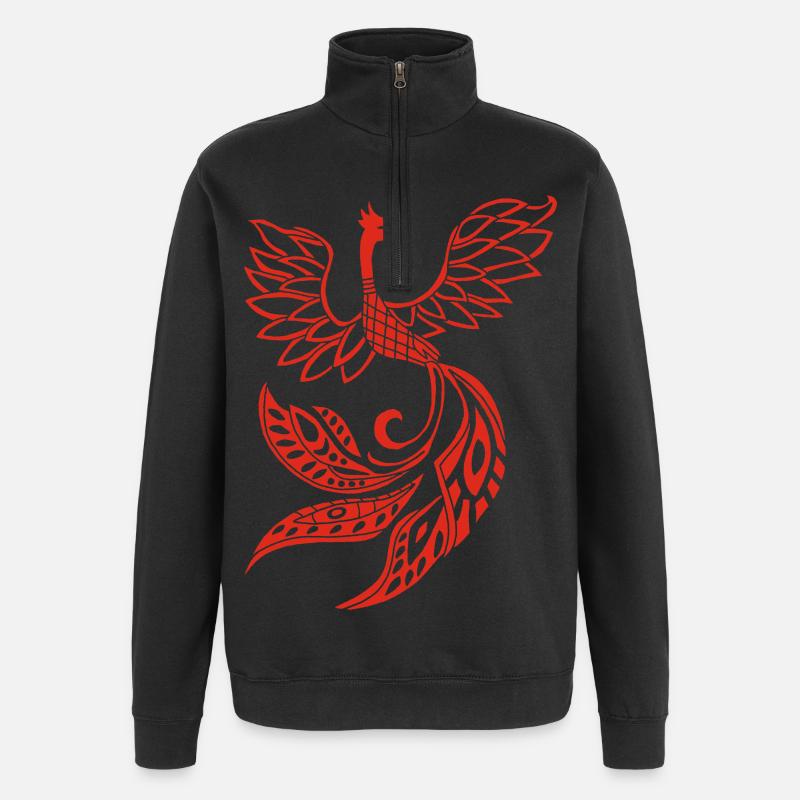 Roter Phönixvogel - Quarter-Zip-Sweatshirt - Schwarz