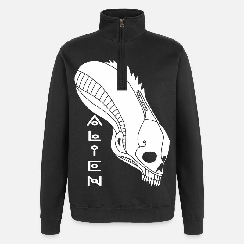 Crâne extraterrestre blanc - Sweat à zip 1/4 - noir