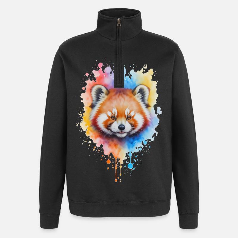 Rot Panda Aquarell Splash - Quarter-Zip-Sweatshirt - Schwarz