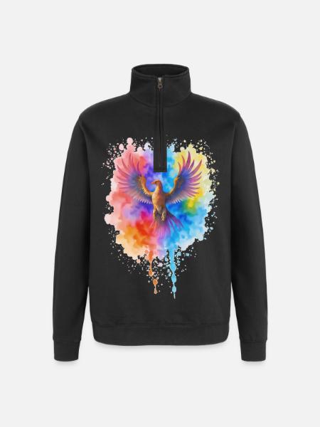 Phénix aquarelle précipité - Sweat à zip 1/4 - noir