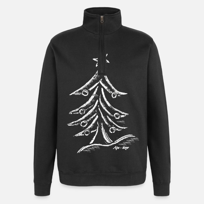 Weihnachtsbaum Silhouette mit Stern - Quarter-Zip-Sweatshirt - Schwarz