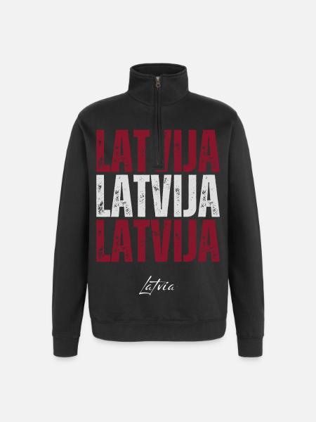 Drapeau de Lettonie, patriote letton - Sweat à zip 1/4 - noir