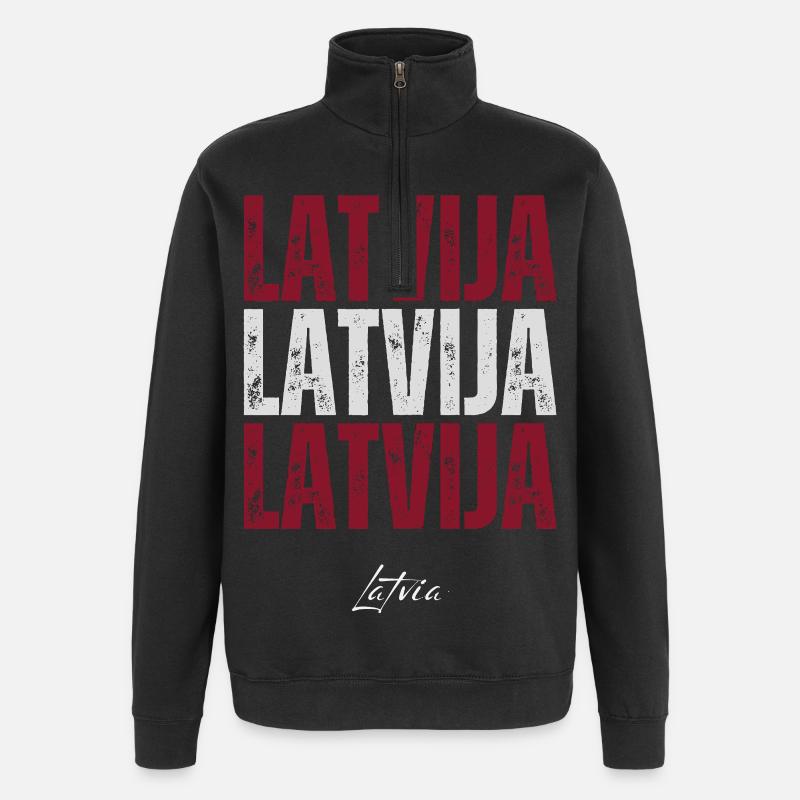 Drapeau de Lettonie, patriote letton - Sweat à zip 1/4 - noir