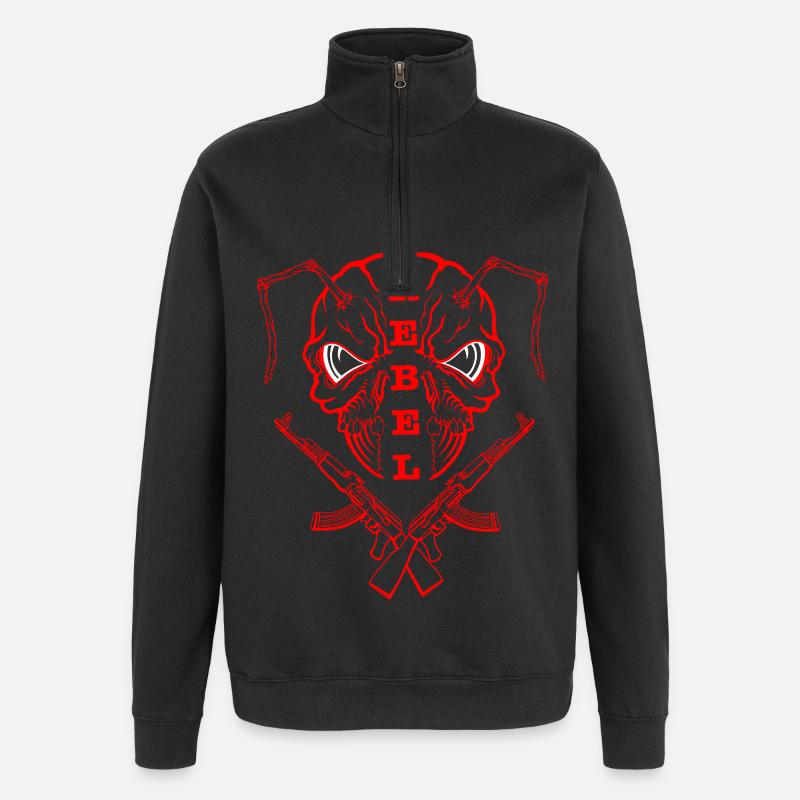 "REBEL EYES – Fearless Expression" rot - Quarter-Zip-Sweatshirt - Schwarz