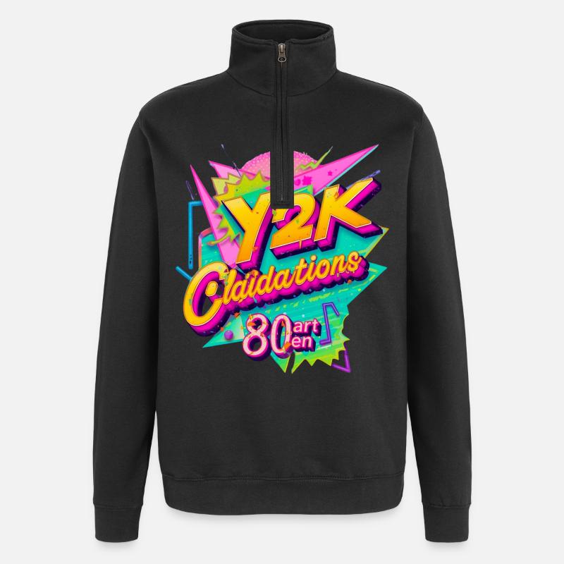 Conception de célébration rétro Y2K - Sweat à zip 1/4 - noir