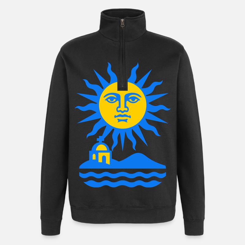 Grèce Sun Art - Sweat à zip 1/4 - noir