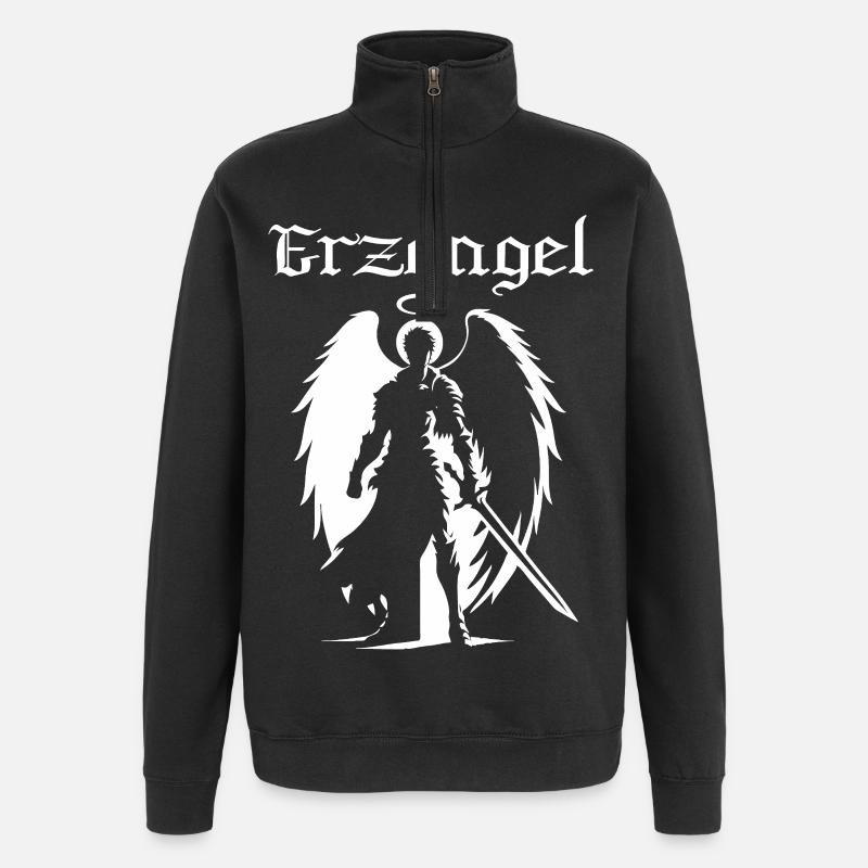 Erzengel Silhouette Design – Himmlische Kraft - Quarter-Zip-Sweatshirt - Schwarz