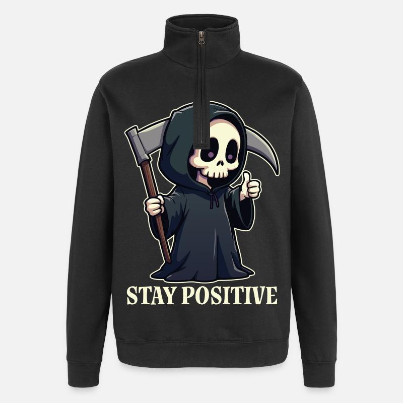 Restez positif - Sweat à zip 1/4 - noir