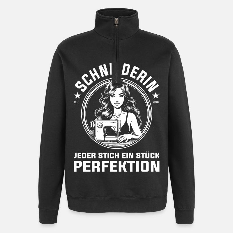 Schneiderin Design - Quarter-Zip-Sweatshirt - Schwarz