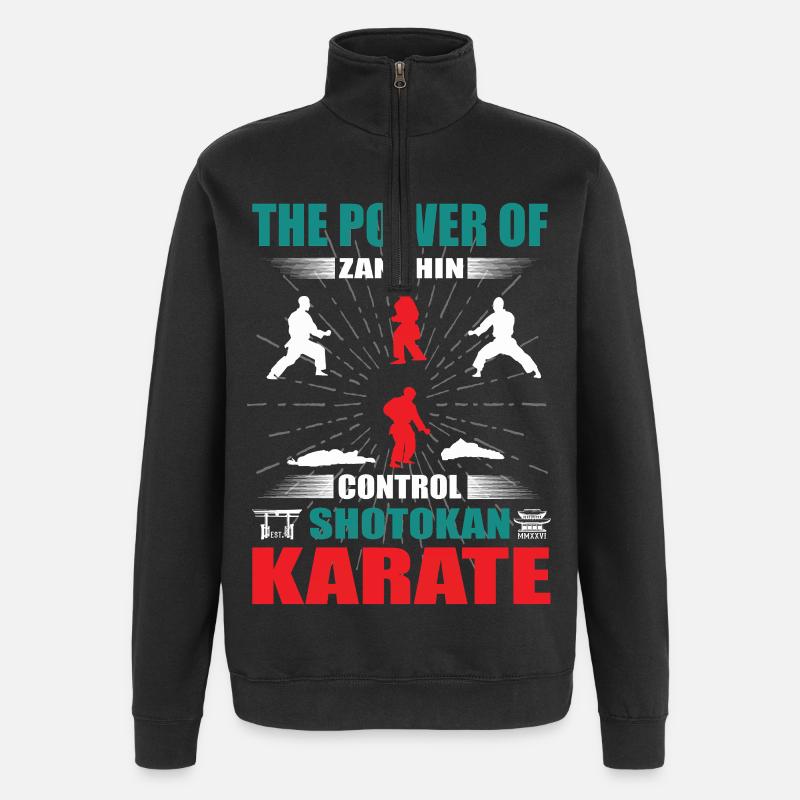 Shotokan Karaté Zanshin Design - Sweat à zip 1/4 - noir
