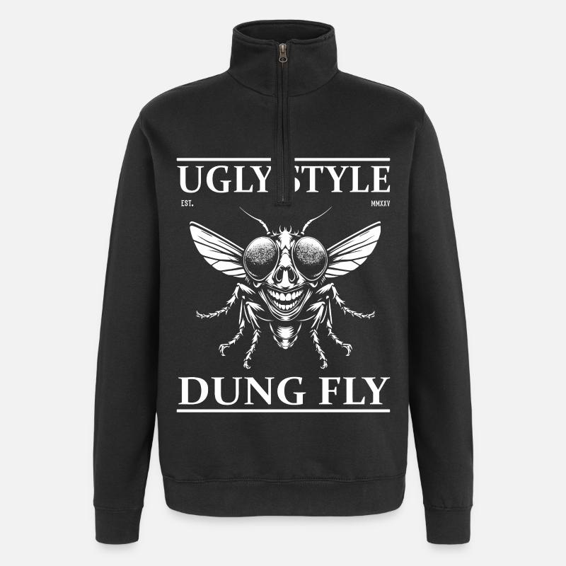 Mistfliege - Style laid Design drôle - Sweat à zip 1/4 - noir