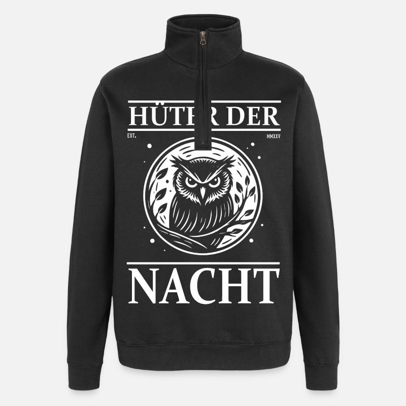 Eulen Design – Hüter der Nacht - Quarter-Zip-Sweatshirt - Schwarz