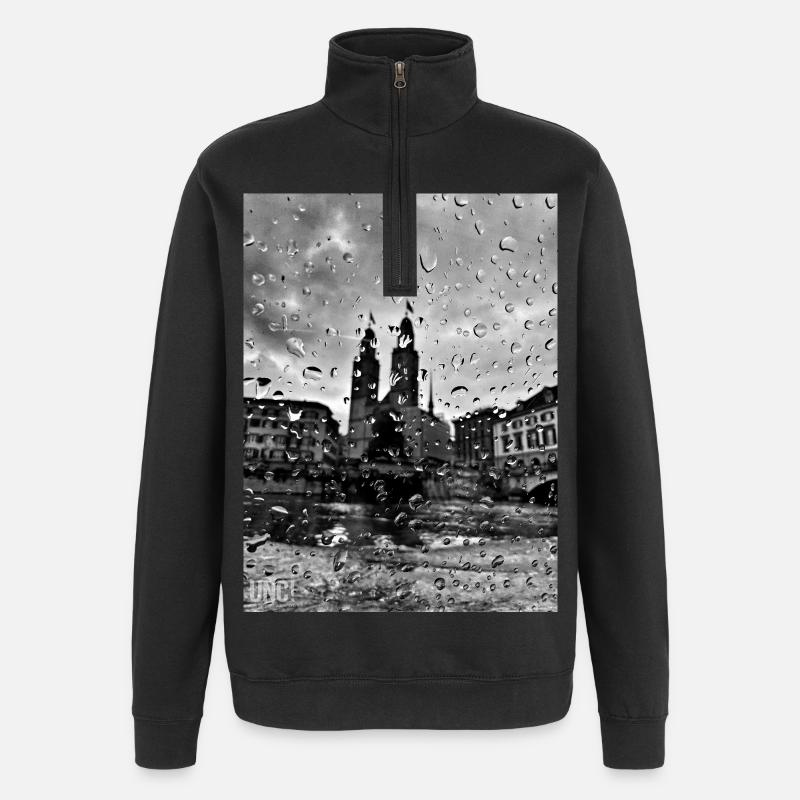 vers la vieille ville de Zurich - Sweat à zip 1/4 - noir