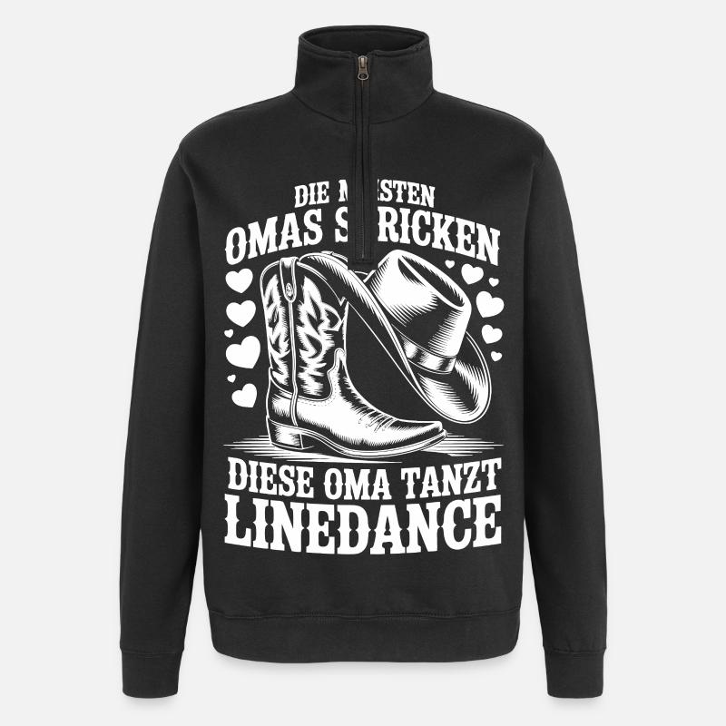 Oma tanzt Linedance - Quarter-Zip-Sweatshirt - Schwarz