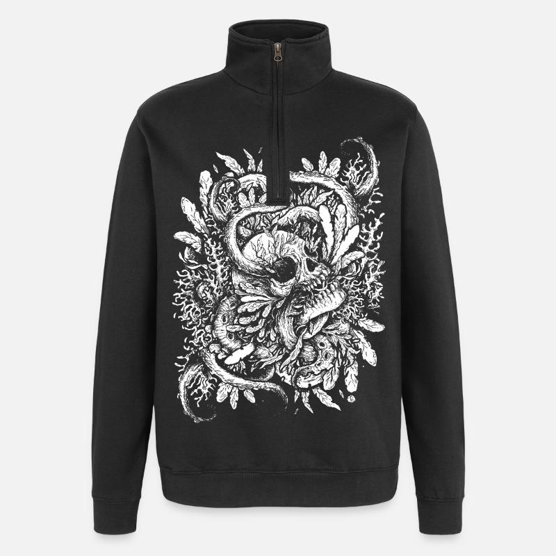 Le crâne noyé - Sweat à zip 1/4 - noir