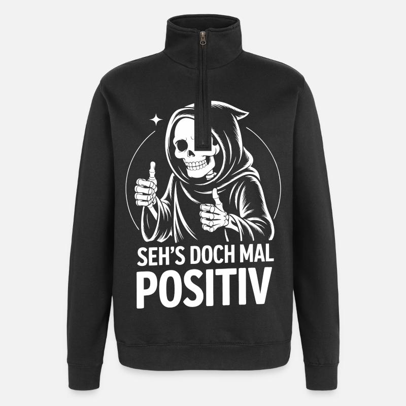 Seh's Doch Mal Positiv Grim Reaper - Quarter-Zip-Sweatshirt - Schwarz