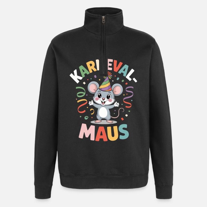 Karnevalsmaus Karneval Köln Kölner Karnevals Maus - Quarter-Zip-Sweatshirt - Schwarz