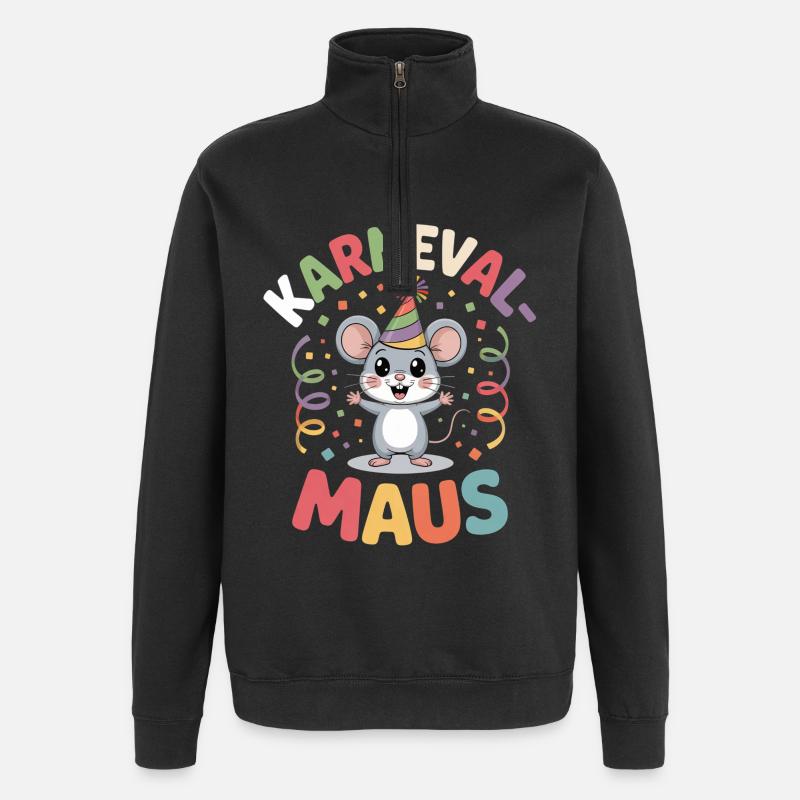 Karnevalsmaus Karneval Köln Kölner Karnevals Maus - Quarter-Zip-Sweatshirt - Schwarz